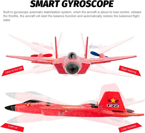 Miniatura 6 de Avión RC, avión RC F22 listo para volar, avión de control remoto de 2.4 GHz, avión de control remoto de 2 canales, juguete de aviones RC para niños