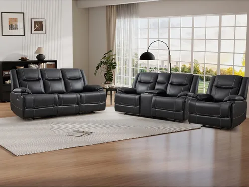 Miniatura 10 de EBELLO Genuine Leather Recliner Manual Chair for Living Room, 1 Seater Reclining Sofa Chair with Headrest and Armrest, Modern Durable Home Furniture
