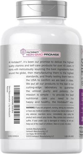 Miniatura 3 de Rejuvenecedor de piel Horbäach con Verisol Péptidos de colágeno bioactivos 200 cápsulas Suplemento sin OMG, sin gluten