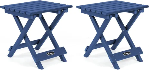 Miniatura 20 de FUNBERRY Mesa auxiliar Adirondack para exteriores, mesas auxiliares de patio de 2 niveles, HDPE para todo tipo de clima para exteriores