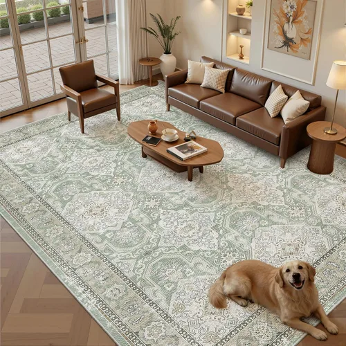 Miniatura 263 de Alfombra de pasillo Soalmost 2'6" x 10' lavable, alfombra antideslizante para cocina, baño, lavandería, alfombras vintage ultra delgadas para Beige