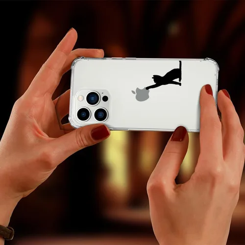 Miniatura 7 de Funda de teléfono con diseño de gato lindo para iPhone 11, funda de gato negro, cubierta de funda transparente de teléfono con cuatro esquinas