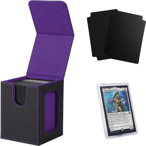 Miniatura 8 de Venssu MTG Caja de cubierta para pantalla Commander, caja de cartas para 100 tarjetas de doble funda, almacenamiento de tarjetas TCG con 2 divisores