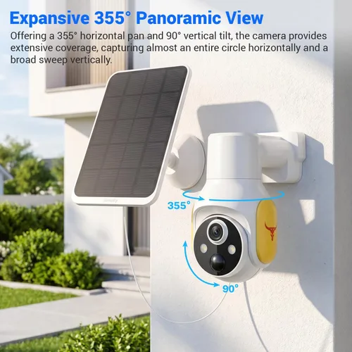 Miniatura 3 de Cámara de seguridad FameVibe 1080p inalámbrica con panel solar, detección inteligente de humanos con IA, audio de 2 vías, visión nocturna a