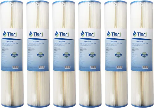 Miniatura 10 de Tier1 Filtro de agua de 30 micras de 20 x 4.5 pulgadas Filtro de agua de sedimentos para toda la casa Cartucho de poliéster plisado Reemplazo