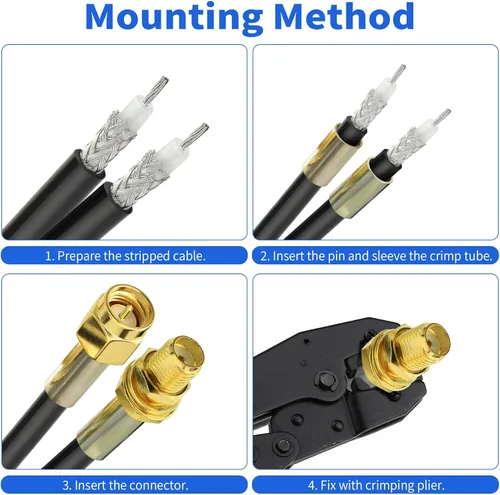 Miniatura 5 de Superbat Cable coaxial RG58 de 50 pies, 50 ohmios RG-58 Cable coaxial para WiFi/Router Cable de extensión de antena de radio
