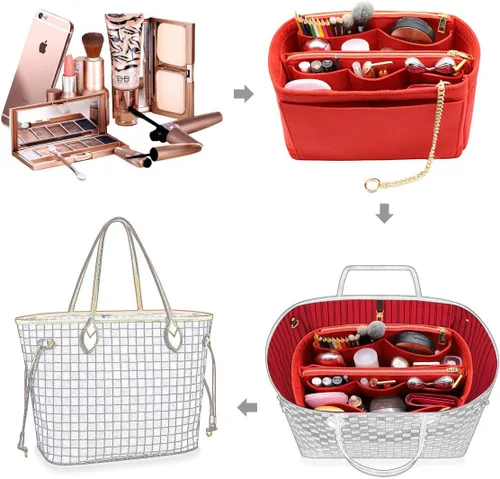 Miniatura 4 de Bolsa organizadora de fieltro 3 en 1 con soporte para botellas, A-ROJO, M