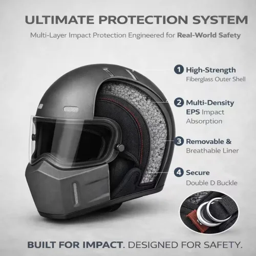 Miniatura 4 de CRG - Casco de motocross de cara completa para motocicleta de calle, de fibra de vidrio, certificado por DOT, casco de tamaño extra grande Gris