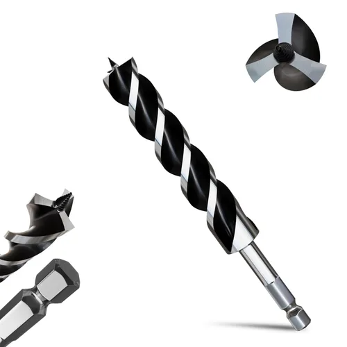 Miniatura 48 de 8 brocas profesionales de 12 pulgadas de largo para madera con vástago hexagonal de cambio rápido de 1/4 pulgadas (1/4-7/8 pulgadas), diseño de 3