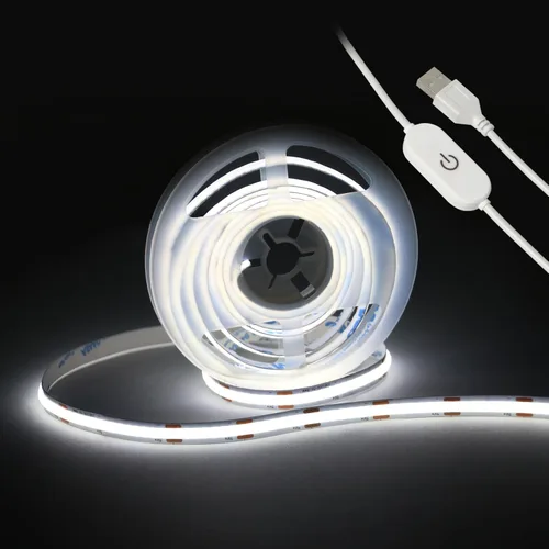 Miniatura 22 de Juego de 2 Paquetes de Tiras de Luces LED de 3.28 Pies COB Tiras de Luz USB 5V 6500K Blanco Brillante Alta Densidad No Regulable Tira LED Corta