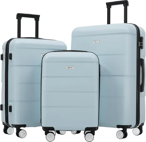 Miniatura 260 de Merax Juegos de equipaje de mano en maleta aprobada por aerolíneas, estuche rígido con ruedas giratorias expandibles, Negro
