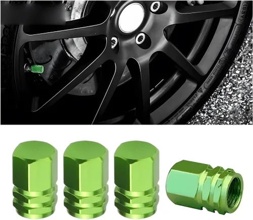 Miniatura 10 de Osilly Tapones de válvula de vástago de neumático de automóvil, 4 piezas de cubiertas de vástago de válvula de aleación de aluminio, resistentes a