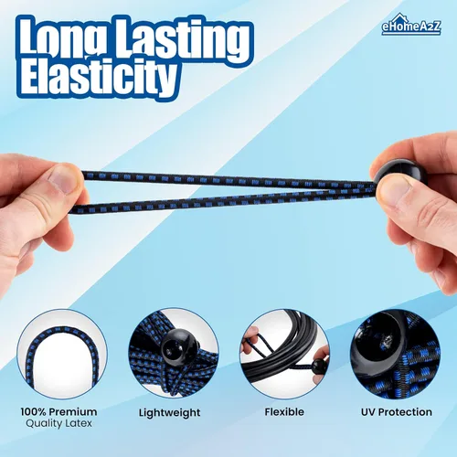 Miniatura 2 de Paquete de 25 cuerdas elásticas de bolas elásticas de 6 pulgadas de diámetro para toldo, red, postes, jardín, herramientas, cables, cable resistente