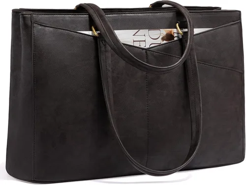 Miniatura 20 de LOVEVOOK Bolsa para laptop para mujeres, bolsa de mano para laptop de 15.6 pulgadas para mujeres, bolsas de mano de trabajo de cuero vintage