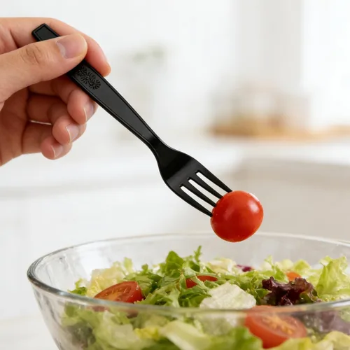 Miniatura 6 de MOACOCK 200 tenedores de plástico negro, tenedores de plástico resistentes, juego de tenedores desechables para suministros de fiesta de boda, uso