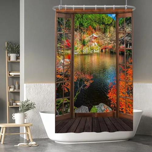 Miniatura 141 de Cortina de ducha de fantasma y gato negro para niños, 36 x 72 pulgadas, espeluznante y bonita, cortina de baño de Halloween con 6 ganchos, cortina