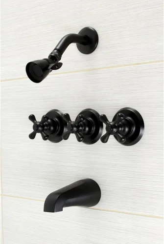 Miniatura 7 de Kingston Brass KB233AXAB Grifo victoriano de triple mango para bañera y ducha en latón antiguo