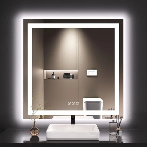 Miniatura 77 de LOAAO Espejo de Baño LED de 40"X32" con Luces, Antivaho, Regulable, Retroiluminación RGB + Iluminación Frontal, Espejo de Tocador de Baño