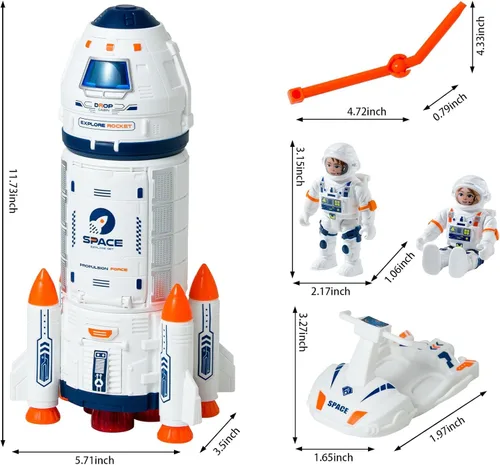 Miniatura 2 de Wbzle Juguetes de Cohete Espacial, Nave Espacial con Juguetes de Astronauta para Educación, Concentración, Diversión de Aprendizaje de Cohetes