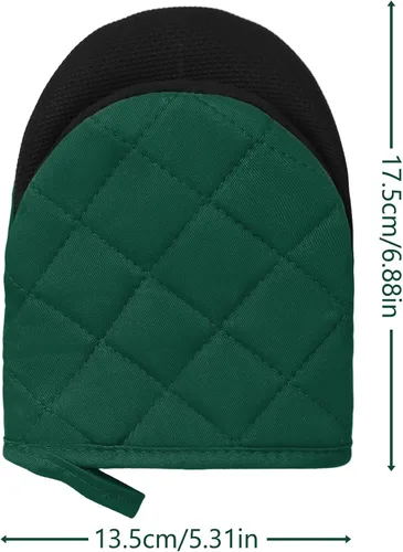 Miniatura 2 de Guantes cortos para horno, resistentes al calor, 500 °F, guantes de cocina con agarre de silicona, antideslizantes para hornear, parrilla, barbacoa