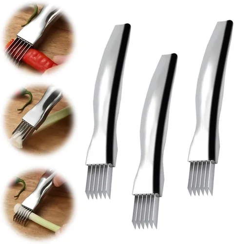 Miniatura 9 de Shred Silk The Knife, cuchillo de cebolla verde picada de acero inoxidable 2024, picador rápido de alimentos, cortador afilado de cebolleta para 1pcs
