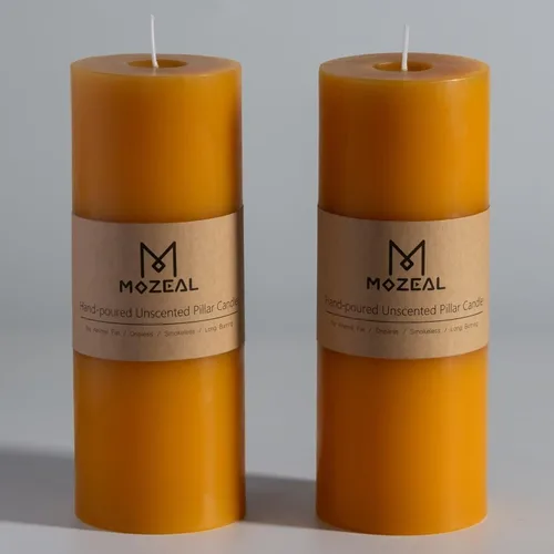 Miniatura 23 de MOZEAL Velas grandes sin perfume vertidas a mano de 3 x 8 pulgadas, sin humo, juego de 2, combustión lenta, sin goteo, aproximadamente 150 horas
