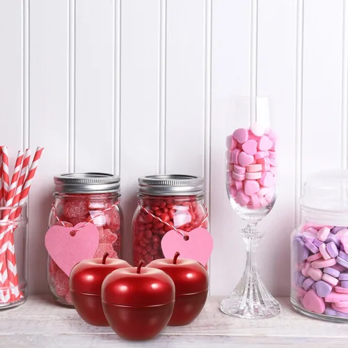 Miniatura 6 de Kichvoe 10pcs -formado hojalata almacenamiento tarros multifunción té tarro para alimentos secos rojo brillante para decoración del hogar