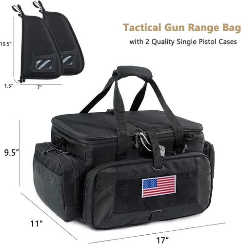 Miniatura 5 de Bolsa grande táctica para pistola de campo de tiro con 2 estuches para pistolas de diferentes tamaños
