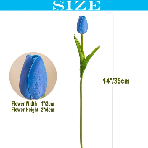 Miniatura 2 de 30 flores artificiales de tulipán, flores artificiales de tulipán de 14 pulgadas, tulipanes de tacto real para decoración del hogar, centro de mesa