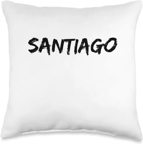 Santiago Vintage Font Santiago, Chile - Almohada (16 x 16 pulgadas), multicolor