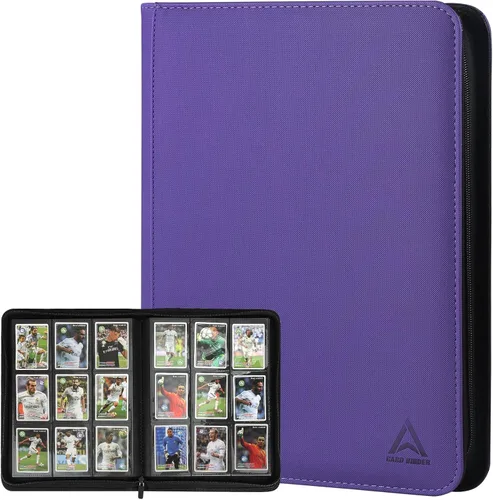 Miniatura 11 de Carpeta para tarjetas de 9 bolsillos, capacidad 540 con cierre de cremallera, de doble cara, resistente y elegante, protector de piel sintética