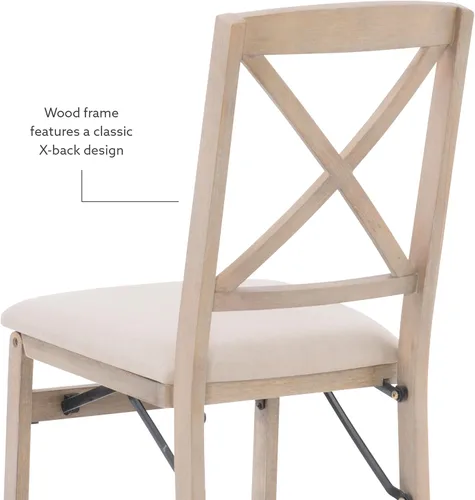 Miniatura 9 de Keira Silla plegable de madera gris lavado con asiento tapizado beige y respaldo clásico de madera X por Linon