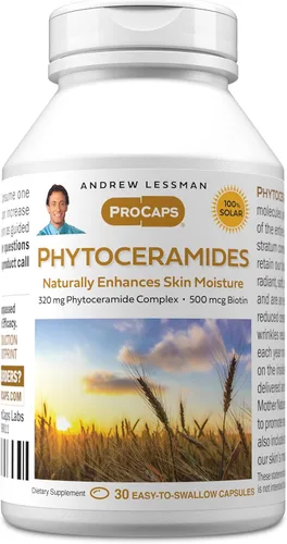 ANDREW LESSMAN Phytoceramides with Biotin 30 Softgels - Skin 's Vital Natural Crema Hidratante Interna. Mejora naturalmente la piel suave, tersa y