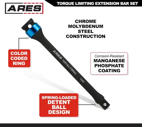 Miniatura 4 de ARES 70367 - Juego de barras de extensión de limitación de par - Cromo Moly - Barras de grado de impacto de 8 pulgadas de largo - Acción flexible