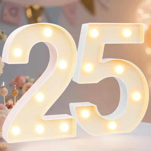 Miniatura 88 de Pooqla Letras y Números Decorativos con Luces LED, Letras y Números de Neón de Plástico Blanco para Decoración de Fiestas, Bodas, Funciona