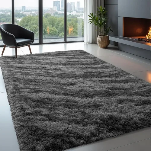 Miniatura 21 de Zentavio Alfombras de área para sala de estar, alfombras grises para dormitorio, alfombra de 4 x 6, alfombra mullida, peluda y suave, shag estética