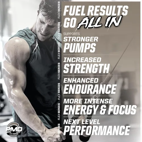 Miniatura 7 de PMD Sports Pump Fuel All in Insanity, Polvo Pre-Entreno Definitivo y Bomba Muscular, Energía de Máxima Fuerza, Concentración, Resistencia
