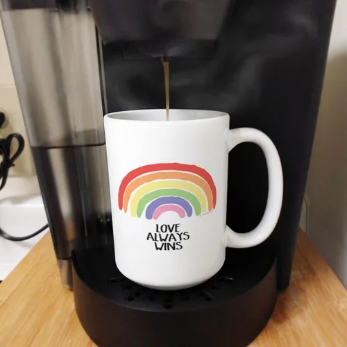 Miniatura 5 de Taza con diseño de arcoíris Love Always Wins LGBTQA Ally Gifts Gay Pride Gifts Hope - Taza de café de 15 onzas, color blanco