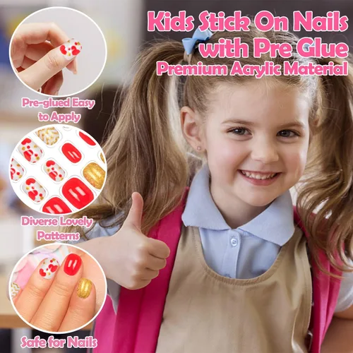 Miniatura 3 de 240 piezas de uñas postizas para niñas, uñas artificiales para niñas, uñas postizas de presión para niñas, uñas de acrílico de cubierta completa