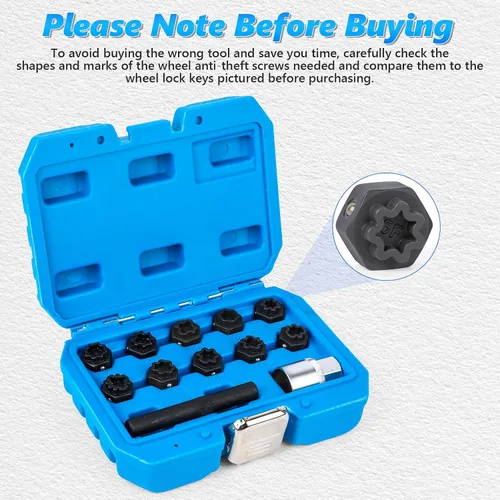 Miniatura 7 de BELEY Tuercas de bloqueo de rueda Spline para llave de rueda automotriz removedor de tornillos antirrobo Kit de extracción de llaves