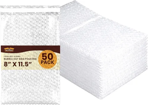 Miniatura 12 de The Boxery 3x5" Clear Self-Sealing Bubble Out Bag Pouches -50 Pack- Bubble Cushion Wrap Bags for Packing, Storage, Moving, and Shipping fragile items