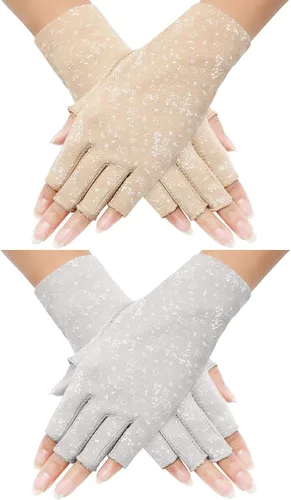 Miniatura 10 de Maxdot Guantes sin dedos para mujer, con protección solar, guantes de conducción de verano, antideslizantes, con protección UV, para exteriores