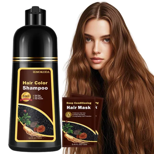 Miniatura 18 de Champú de tinte para el cabello 3 en 1, tinte natural marrón cereza para hombres y mujeres, champú de tinte de larga duración para cabello teñido