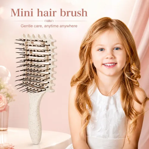 Miniatura 4 de Curl Defining Brush for Curly Hair, Vented Detangling Hair Brush for Wet and Dry Styling, Curved Brush for Shaping and Smoothing Curl Clumps, Beige