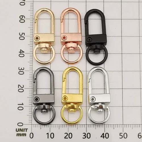 Miniatura 4 de 24 cierres de pinza de langosta de metal de tamaño pequeño, cordones giratorios, ganchos a presión para llavero, conector, bolsas de bricolaje