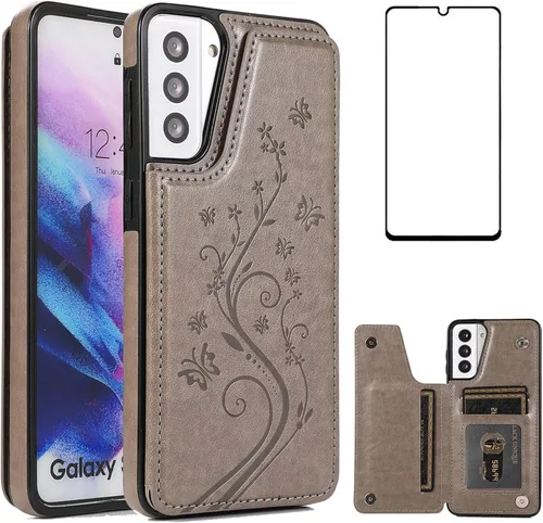 Miniatura 8 de Funda de teléfono para Samsung Galaxy S21 Plus Glaxay S21+ 5G con protector de pantalla de vidrio templado, tarjetero y tarjetero con soporte