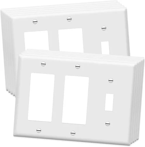 Miniatura 11 de ENERLITES - Placa de pared combinada para interruptor de palanca simple/interruptor de palanca doble decorativo, tamaño estándar 3 bandas