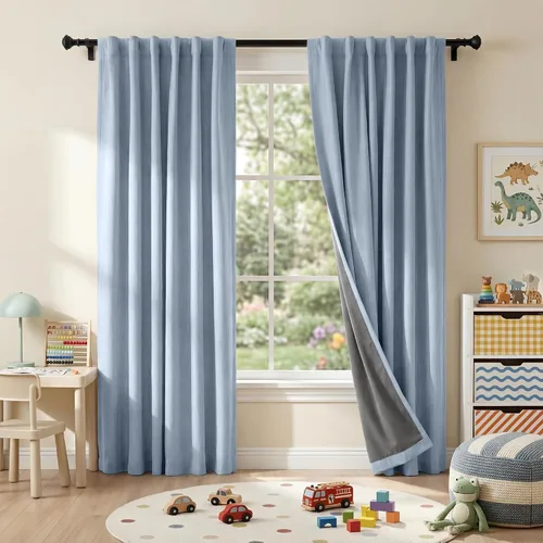 Miniatura 20 de RYB HOME Cortinas cortas opacas 100% marrones, 45 pulgadas de largo, 52 pulgadas de ancho, bloqueo de luz y aislamiento térmico para cocina