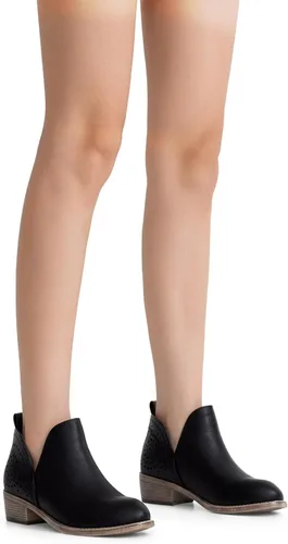 Miniatura 6 de VEPOSE botas al tobillo para mujer con tacón bajo y grueso, con perforaciones, botas de vaquero