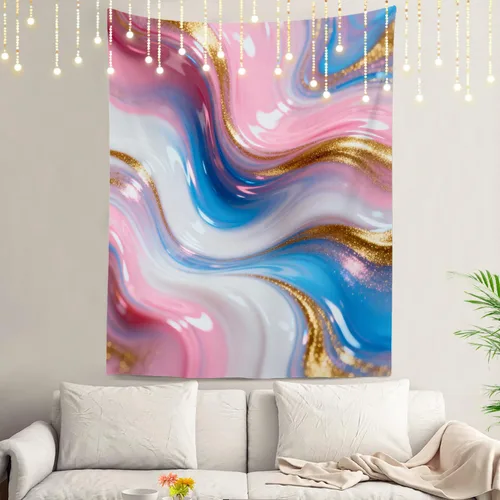 Miniatura 66 de Shrahala Tapiz de pared azul brillante, acuarela azul degradado para colgar en la pared, tapiz grande decorativo de fibra de poliéster, dobladillo